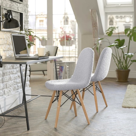 Flash Furniture 2 Pack Gray Faux Sherpa Chairs with Wood Legs, 2PK DL-10-GY-2-GG